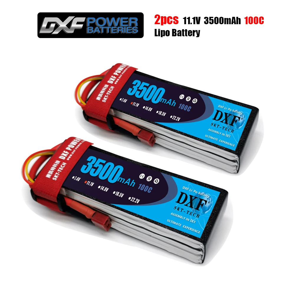 2 шт. DXF lipo батарея 3S 11 1 V 3000mah 3500mah 5200mah 30C 100C 50C для 1/10 1/8 RC Car FPV вертолет Дрон|Детали и