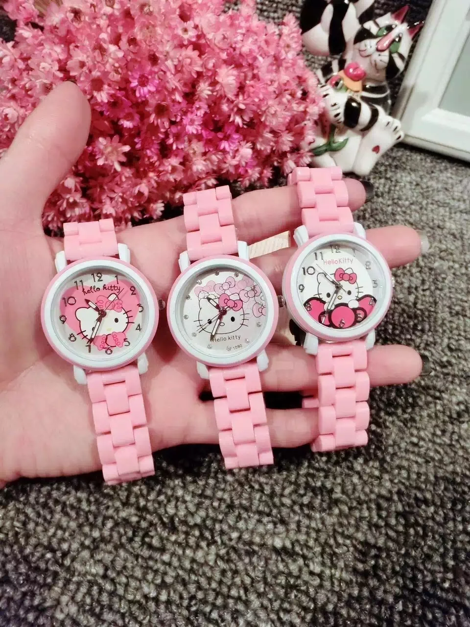 Hello kitty Kt Cat Детские часы для девочек студентов имитация керамического ремня имитация воды Мультяшные детские часы
