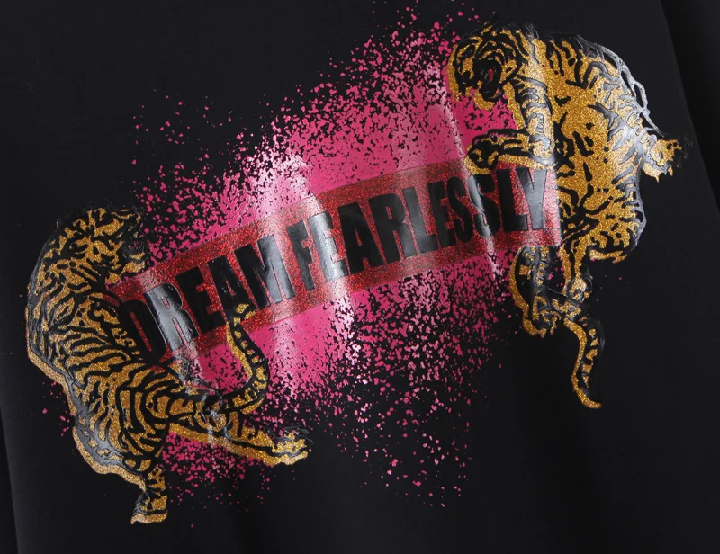 tiger print women fleeve hoodies spring long sleeve sweatshirt patchwork O neck pullovers sudaderas autumn winter mujer