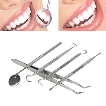 

Dental Mirror Stainless Steel Dental Dentist Prepared Tool Set Probe Tooth Care Kit Instrument Tweezer Hoe Sickle Scaler Hook