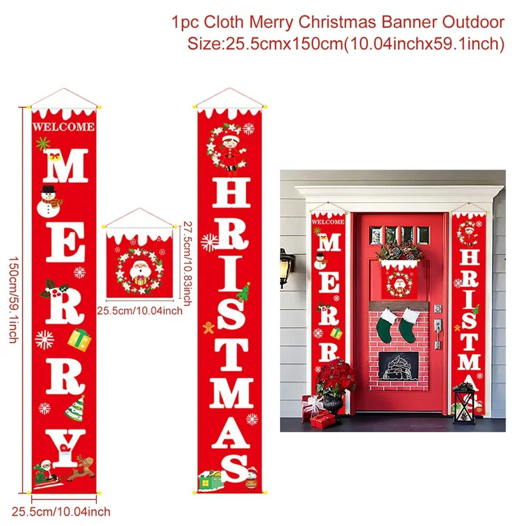 FENGRISE тканевый Рождественский подвесной флаг, Рождественское украшение для дома, декор для двери, Рождественский Декор Noel, Рождество, год - Цвет: Banner outdoor 02