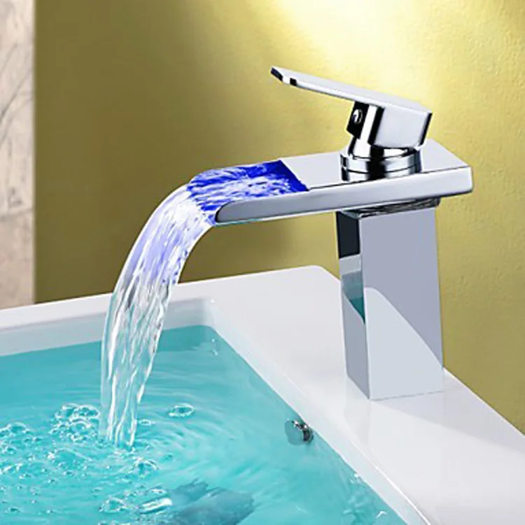 

Benefit Margin Bring Led Lamp Waterfall Effluent Cold Hot Water Basin Faucet High Fund On The Stage Basin Faucet