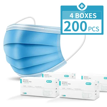 

200 PCS Mask Set Disposable Earloop Face Mouth Masks 3 Layers Protection Anti-Dust Mask Safe Breathable Mouth Mask Mask