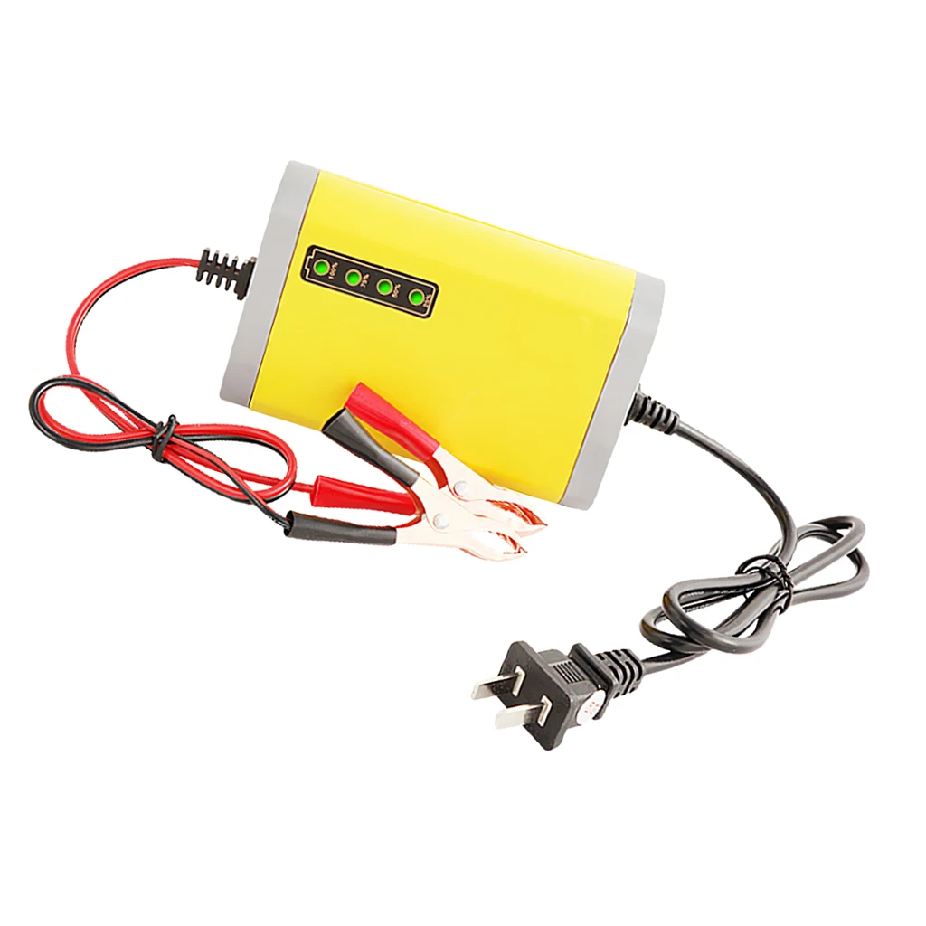 Мотоцикл автомобиль 12V 2A зарядное устройство интеллектуальная зарядная машина желтый