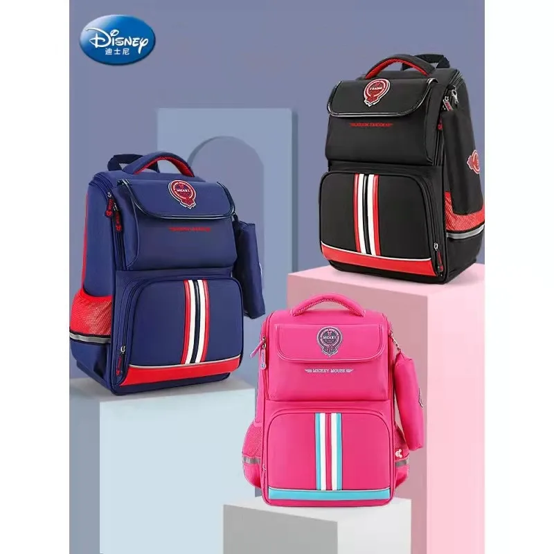 Disney Mickey Minnie School Bag For Boy Girl Primary Student Shoulder Orthopedic Backpack Grade 1-6 Large Capacity Gifts Mochila