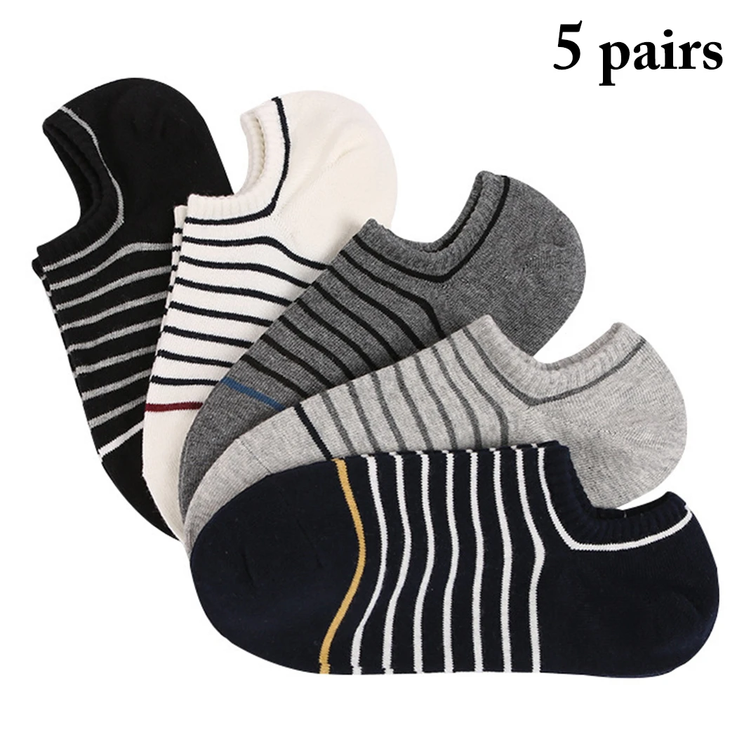 5 Pairs Solid Color Men Socks Fashion Casual Moisture-Wicking Breathable Crew Socks High Ankle Socks Clothing Accessories