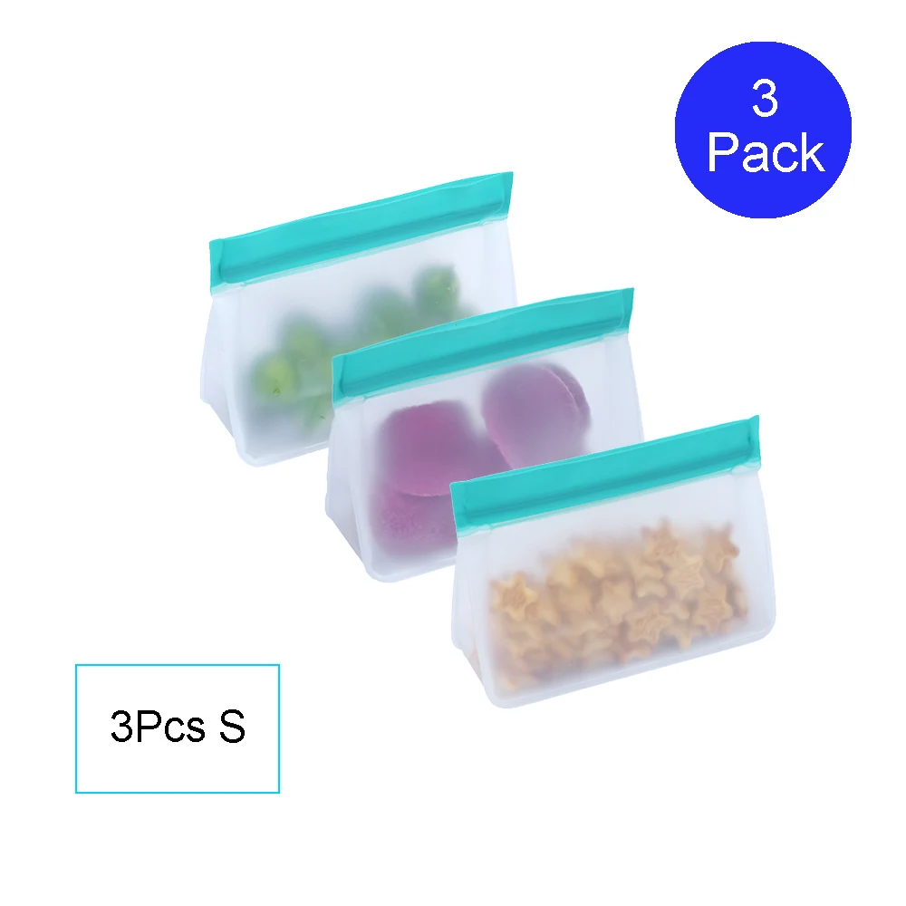 3 S Многоразовые Slicone сумки для хранения еды легко уплотнение Ziplock Ланч морозильник сумка для детей свежие контейнеры для еды домашний кухонный Организатор - Цвет: 3 S