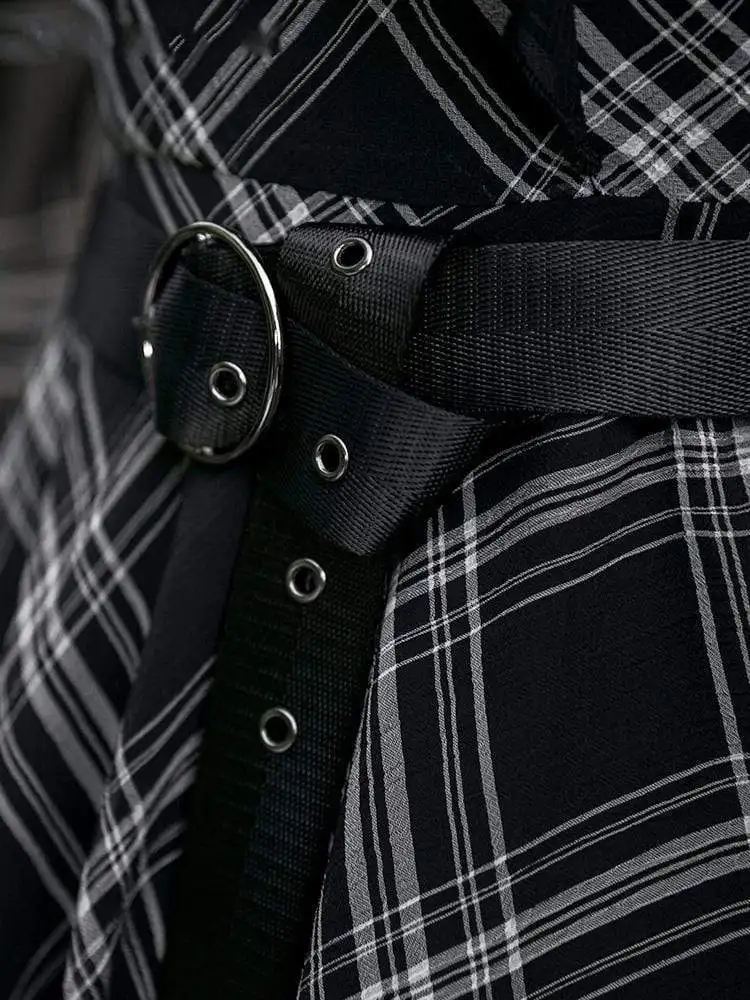 Панк Rave женские с открытыми плечами Ruched плед платья поясом PQ 706LQ|Платья| |