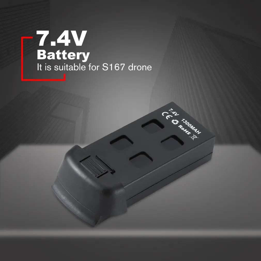 Lightweight RC Drone Battery 7.4V 1300mAh Lipo Battery Rechargeable Battery Large Capacity for S167 RC Drone Toy Spare Parts