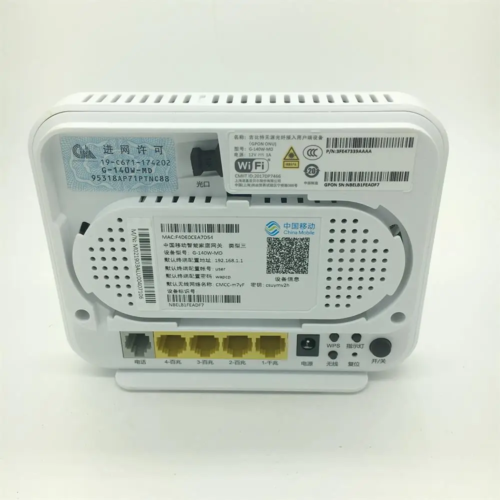 95% б/у 140w-MD Gpon onu с 1* GE+ 3* FE, 1Tel и 2,4G встроенный wifi без коробки и питания через epacket