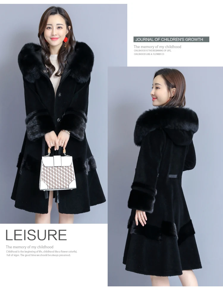Winter Women Wool Luxury Jackets Fur Collar Outerwear Thick Warm Faux Fur Overcoat Vintage Tassel Elegant Ladies Coat YL476