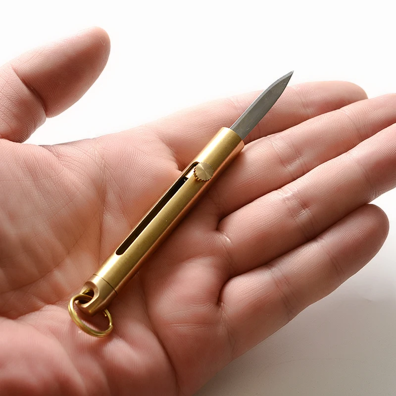 bushcraft Camping hunting Brass EDC Mini Knife Self-defense Keychain Folding Tools Outdoor Portable Paper Knife gadget for man