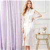 SHEIN белый цветочный кружевной рукав с атласным поясом длинный халат без нижнего белья женские осенние однотонные повседневные пижамы женские платья