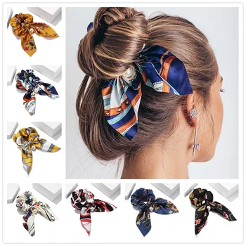 New Chiffon Bowknot Elastic Hair Bands For Women Girls Solid Color Scrunchies Headband Hair Ties Ponytail Holder Hair Accessorie 1