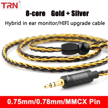 

TRN Earphones Gold Silver Mixed plated Upgrade cable 8 Core Headphone wire for V90 V80 V60 V30 V20 V10 X6 C10 ZST T2 S2 BQ3 NO.3