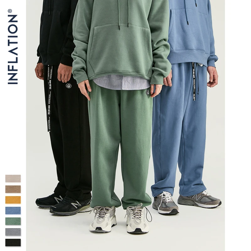 INFLATION DESIGN Super Loose Fit Men Sweatpants In Pure Color Loose Fit Retro Style Mens Sweatpants Street Wear Men Pants 93402W INFLATION DESIGN Super Loose Fit Men Sweatpants In Pure Color Loose Fit Retro Style Mens Sweatpants Street Wear Men Pants 93402W