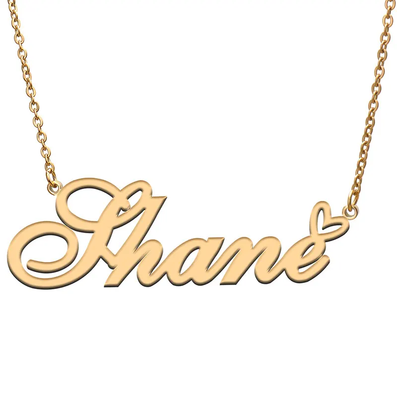 

Shane with Love Heart Name Necklace Personalized Stainless Steel Collar for Women Girls Friends Birthday Wedding Gift