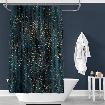 

Green Gold And Black Gold Printed Shower Curtains Fashion Waterproof Modern Bathroom Set Home Decoration