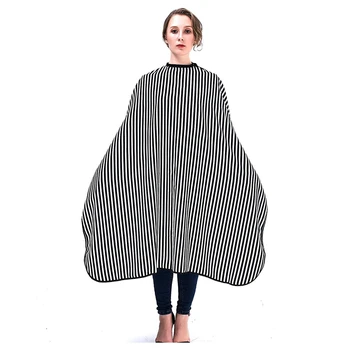 

Elegant Strip Design Hair Cape Hairdresser Gown Cape For Salon Haircut, Antistatic Black+White