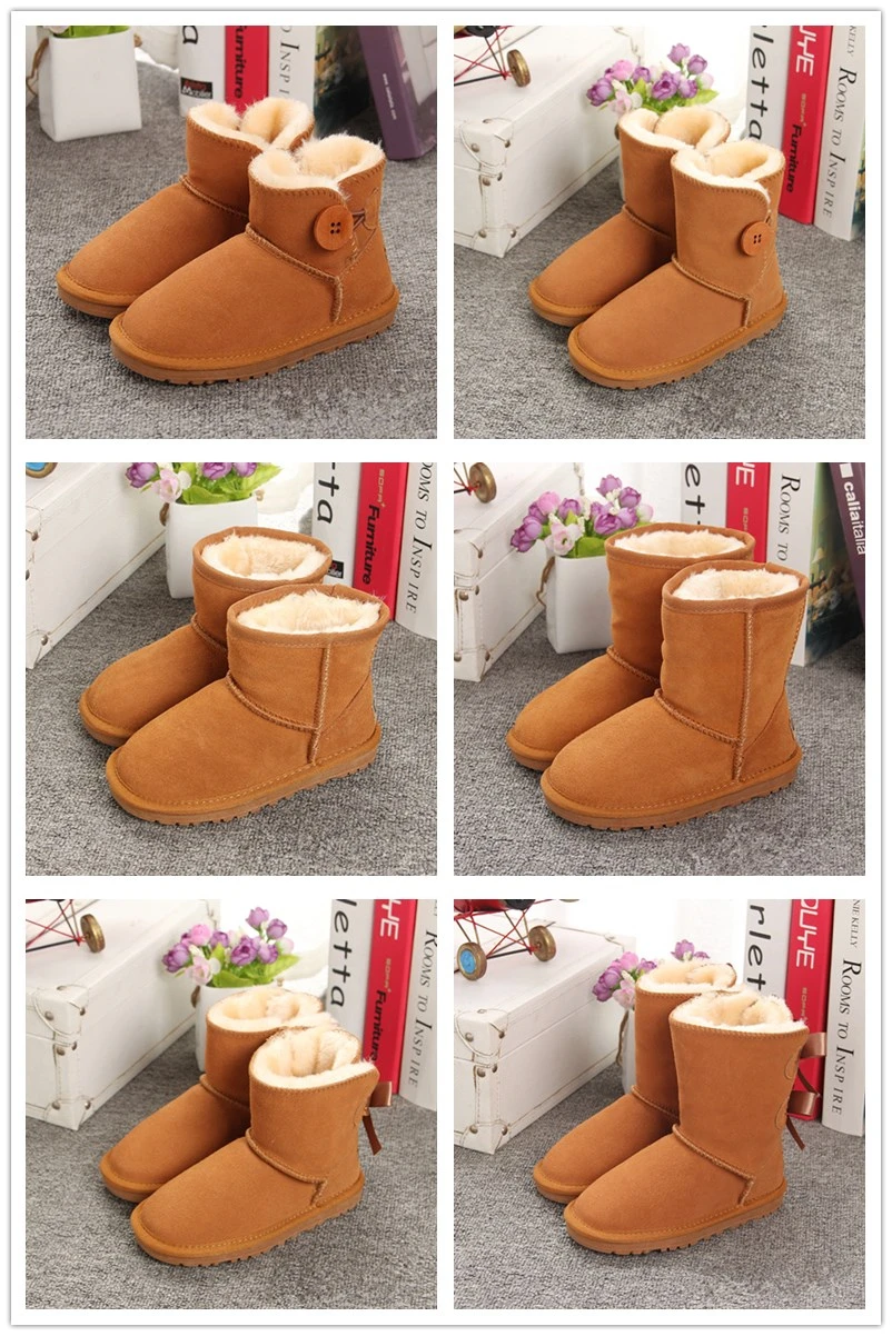 Qizheng/зимние ботинки для девочек в австралийском стиле; детские зимние ботинки с бантиками; Детские Водонепроницаемые ботинки; бренд для малышей; ; европейские размеры 21-35