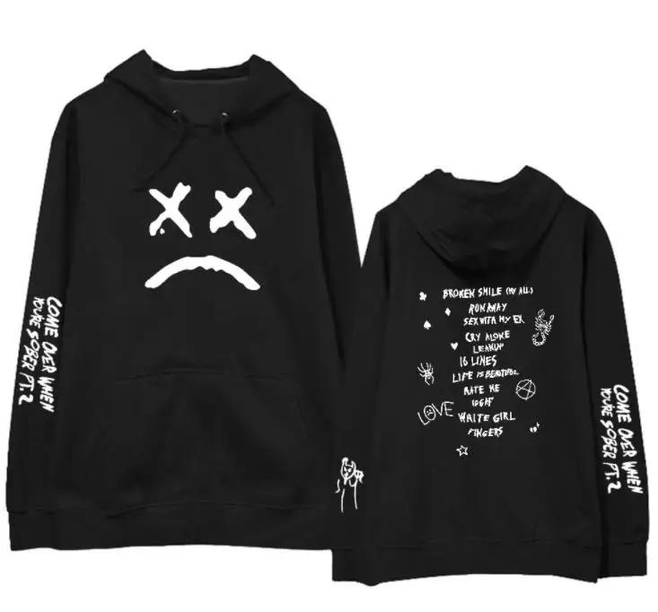 Модный пуловер с принтом lil peep подходит, когда вы трезвы, толстовки унисекс, флисовая/тонкая свободная толстовка, 4 цвета
