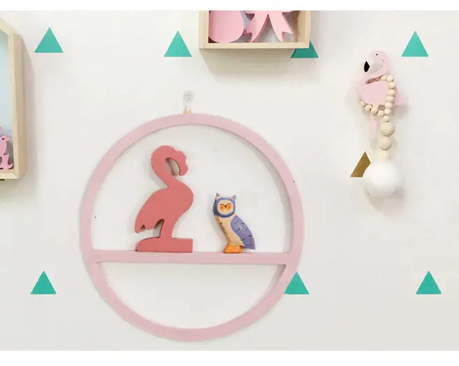 Nordic Pink Circle Wall Shelf Creative Wood Shelves Wall Decoration Crafts Multifunction Storage Rack Kids Room Home Decoration