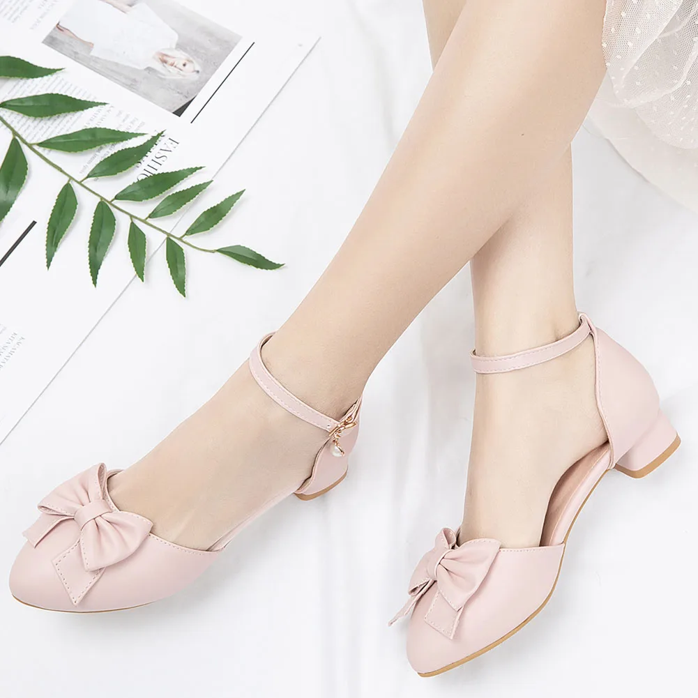 

Sarairis 2020 New Fashion Chunky Heels Buckle Strap Casual Shoes Woman Sandals Female Sweet Bowtie Summer Sandals Women Shoes
