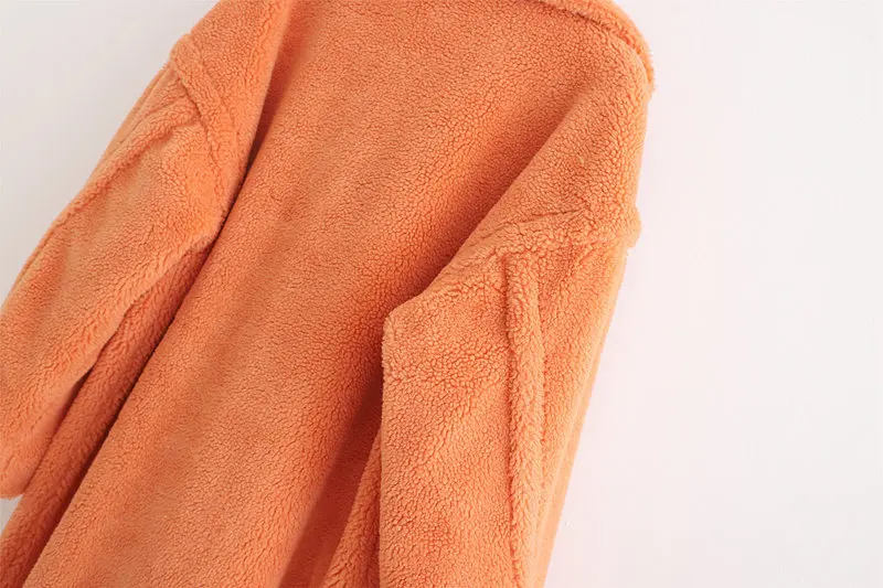 Осень Зима Женское оранжевое плюшевое пальто Стильная Женская Толстая теплая кашемировая куртка повседневная Уличная одежда для девочек