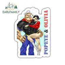 EARLFAMILY 13cm x 9.5cm for Popeye Olive Car Stickers Anime Cartoon Waterproof Sunscreen Vinyl JDM Bumper Trunk Truck Graphics