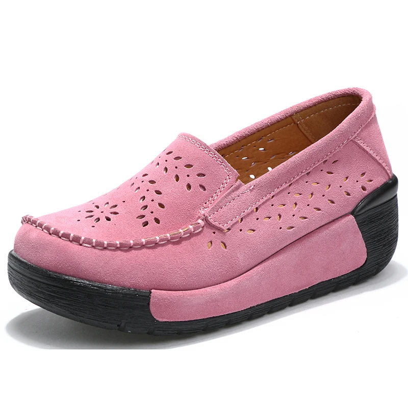 

Ladies Walking Shoes Casual Fashion Outdoor Sports Shoes Korean Leather Hollow Thick-soled Muffin Shoes Wild Tide