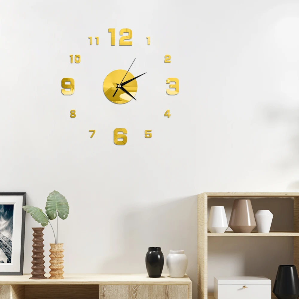 3D Wall Clock DIY Mirror Wall Stickers Home Decor Quartz Needle Watch Living Room Removable Art Decal Sticker reloj de pared Hot wall clock,wall clock sticker