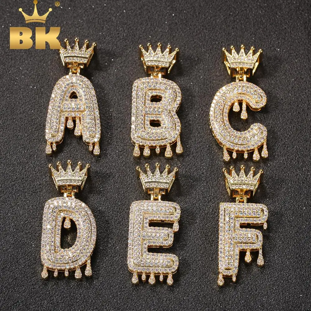 Ожерелье BLING KING Drip Crown с надписью и именем украшенное фианитом 26 Английских