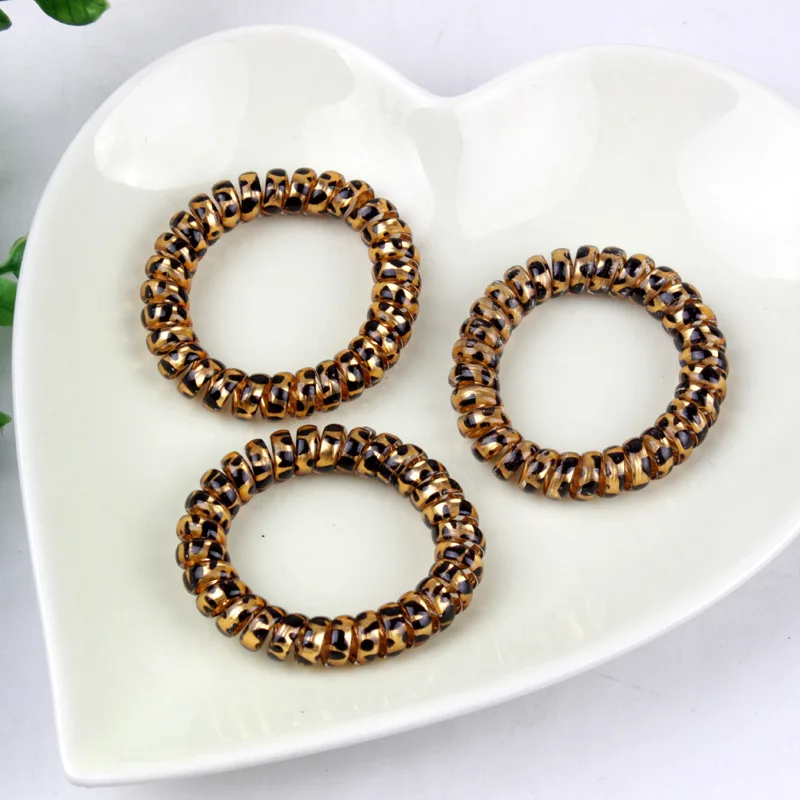 

Leopard Silicone Rubber Bands For Women High Elasticity Spring Elastic Hair Bands For Girls Telephone Line Hair Rope Accessories