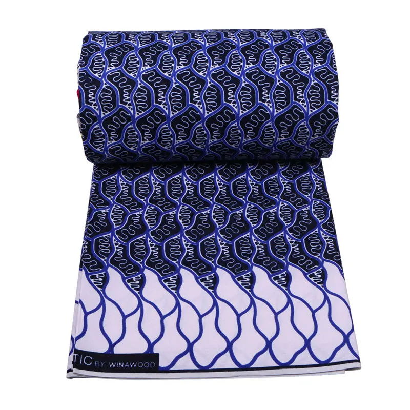 Полиэстер голландский воск ткань мода синий узор африканская вощеная ткань принтом для вечерние платья