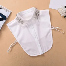 Хрустальный накладной воротник от рубашки для женщин Съемная рубашка со стразами воротник кружева съемный отворотом поддельные CollarClothes аксессуары