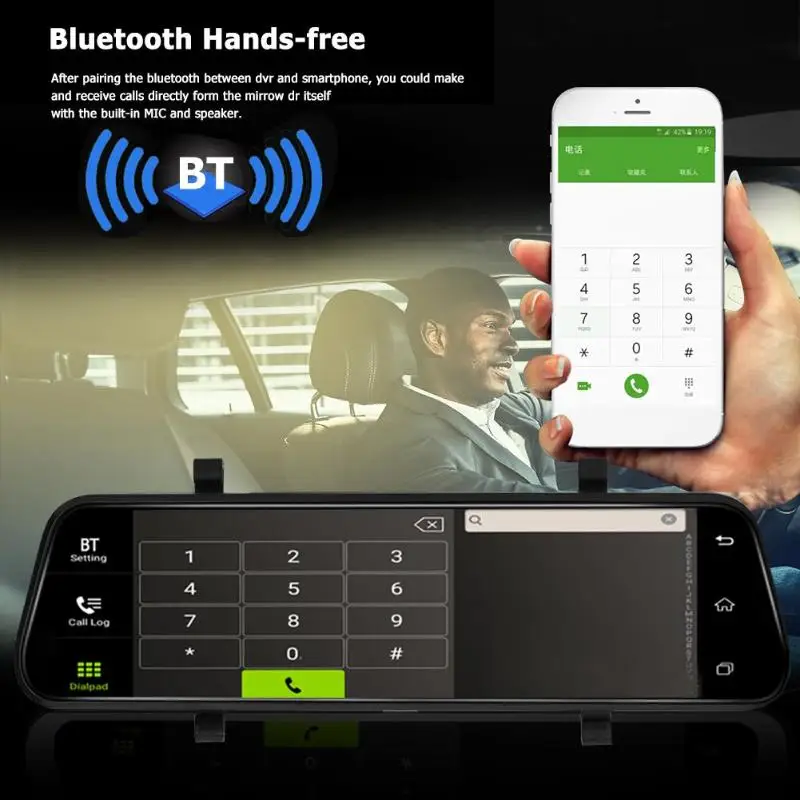 9,66 дюймов Автомобильное зеркало заднего вида DVR камера wifi 4G Android 8,1 DVRs камера gps навигатор ADAS g-сенсор ночное видение видеорегистратор