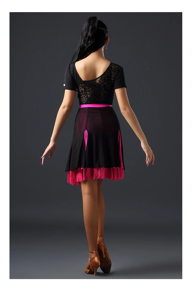 HC танцевальная профессиональная юбка для латинских танцев половина длины танцевальная одежда сплит кисточкой хит цвет половина юбка для взрослых Упражнение clothes-A2