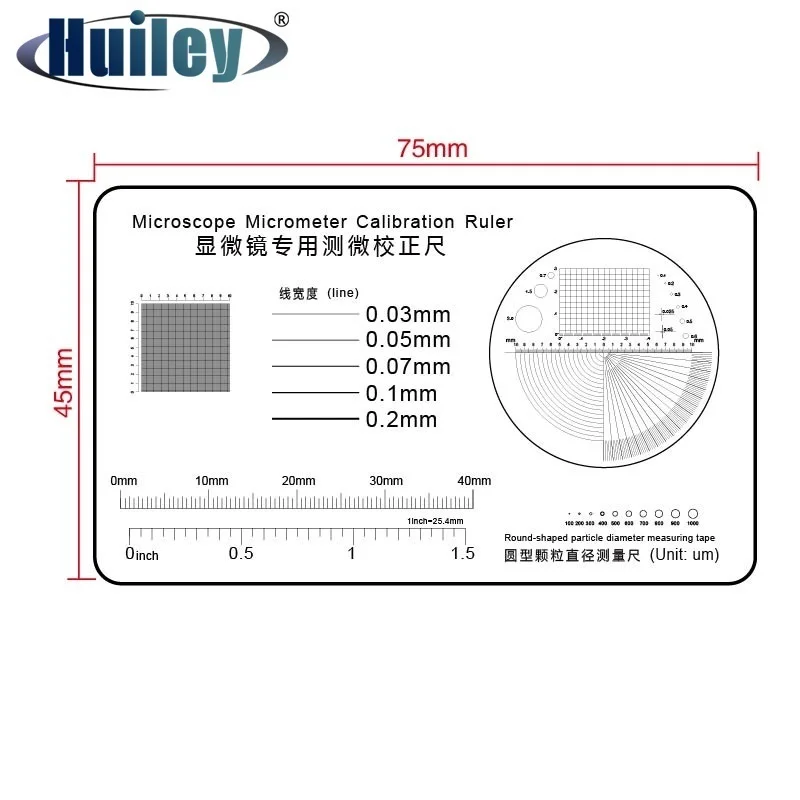 

Calibration Ruler Transparent Film PET Microscope Micrometer Round-shaped Particle Diameter Measurement Tape Line Coordinate