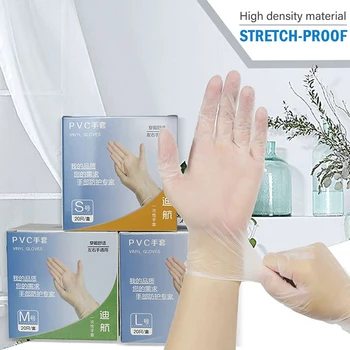 

20pcsTransparent Disposable Gloves / Food Grade Household Baking Non-slip Acid And Alkali Resistant Transparent Rubber Gloves