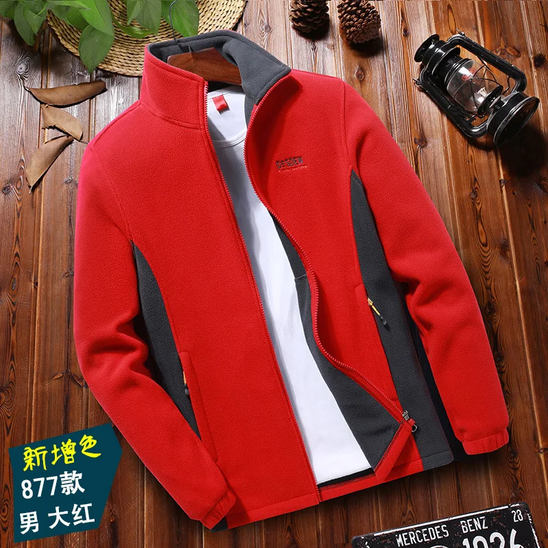 Флисовая Куртка мужская и женская верхняя одежда плащ куртка подкладка COUPLE'S теплая куртка - Цвет: Men s Red