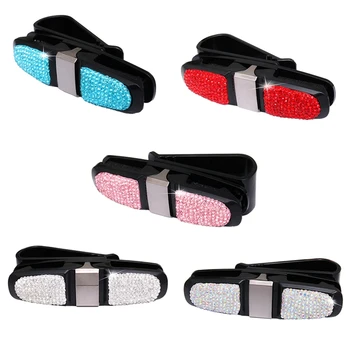 

Auto Car Vehicle Sun Visor Clip Holder for Sunglasses Car Accessories Bling Double Layer Glasses Holders for Car Sun Visor Cute
