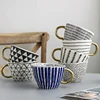 350ml Personalized Handmade Mugs With Gold Handgrip Ceramic Geometry Coffee Cups Irregular Shape Nordic Home Decor Creative Gift ► Photo 1/6