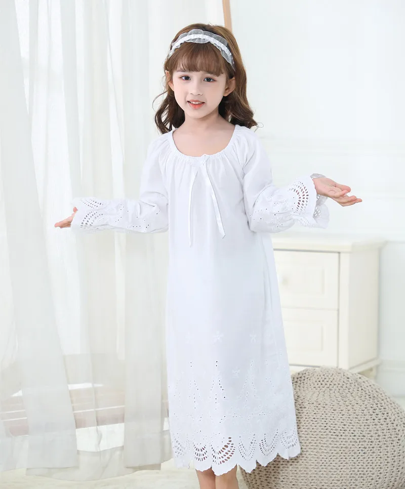 baby girl nightgowns Princess Nightgown Long Sleeve Sleep Shirts Vintage Kid Ruffles Nightgowns Lace Courtly Toddler Nightdress Lounge Sleepwear cheap cotton nightgown