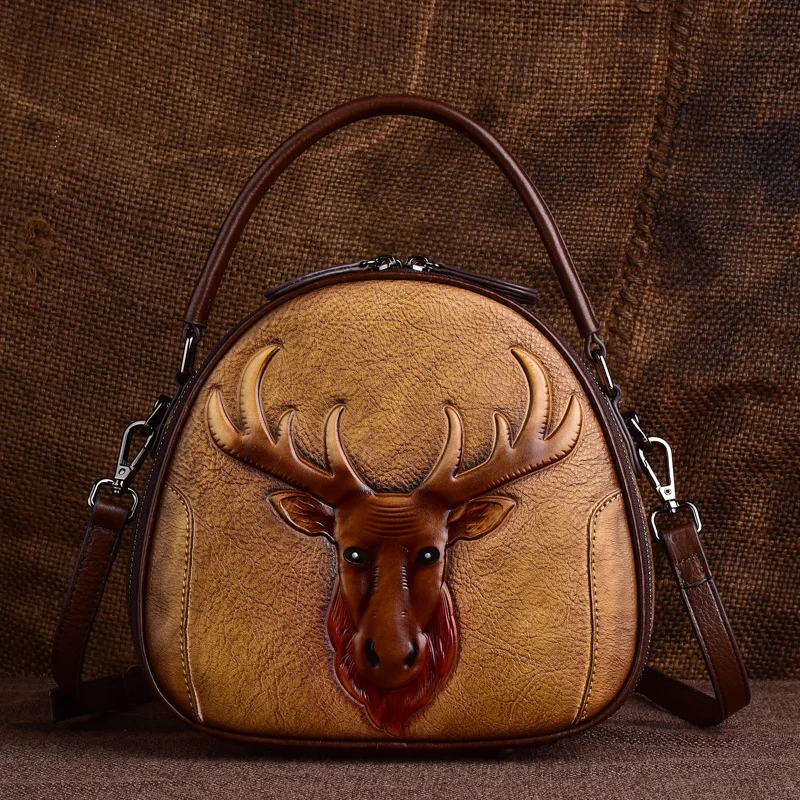 

European and American Style Retro Embossed Genuine Leather Women Handbags Female Shopping Fashion Tote Bag Ladies Shoulder Bags