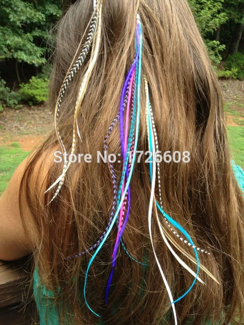 Wholesales 30pcs/lot straight real feather hair extensions lady