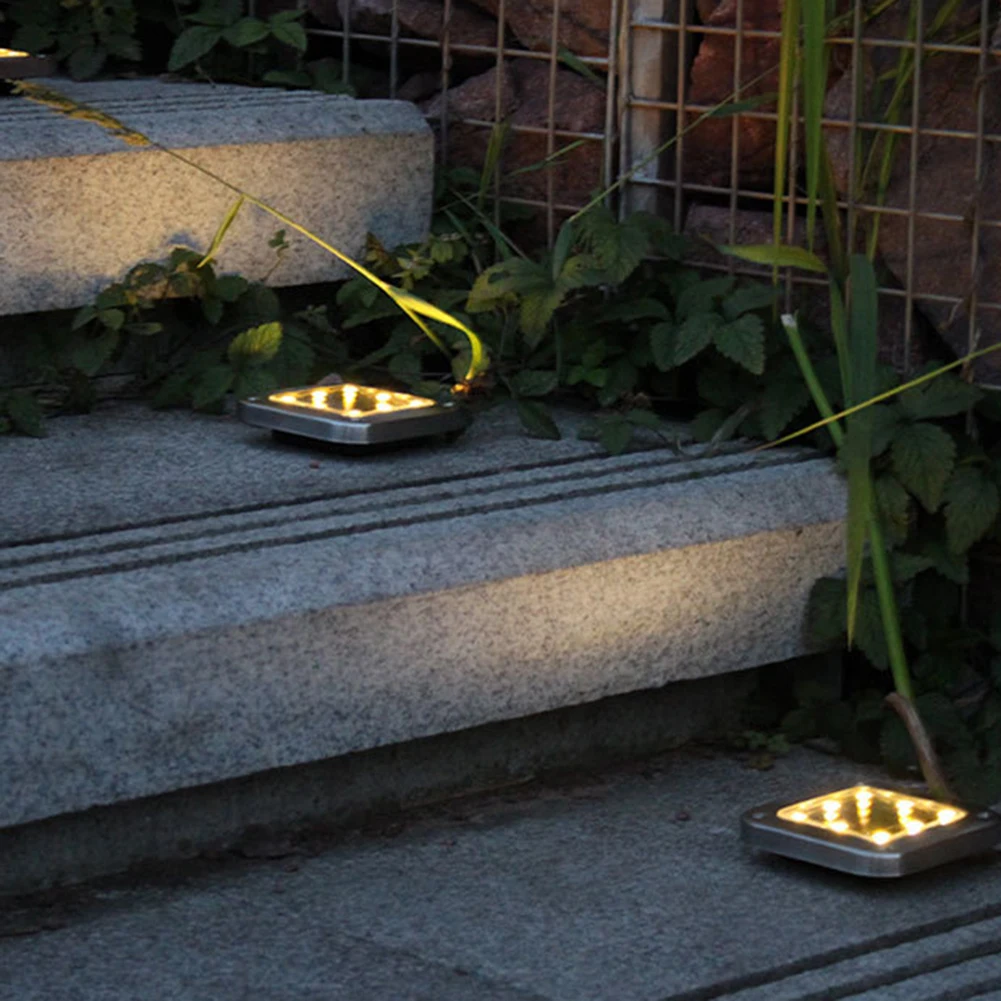 4 шт. Открытый Солнечный 8LED водонепроницаемый садовый светильник садовый Декор Светильник погребенный светильник Открытый Дорожный лестничный настил светильник