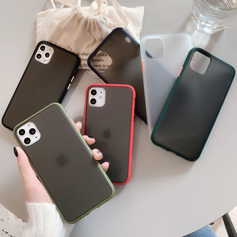 Ультратонкий матовый чехол из ТПУ для Iphone 11 Max Pro XS MAX XR X 7 8 PLUS 6 6S PLUS, Мягкий противоударный чехол контрастного цвета