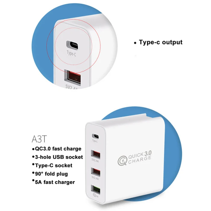4-Порты и разъёмы USB Зарядное устройство адаптер быстрой зарядки QC3.0 для путешествий на мобильный телефон для быстрого настенного Зарядное устройство GK99