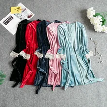 Сексуальный женский Велюровый комплект из 2 предметов, топ на бретелях, пижама, кимоно, одежда для сна, зимняя Домашняя одежда, ночная рубашка, костюм, халат, банное платье