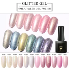 Gel de unha polonês glitter semi permanente vernis casaco superior embeber fora uv prego gel brilho shimmer manicure embeber fora verniz da arte do prego(China)